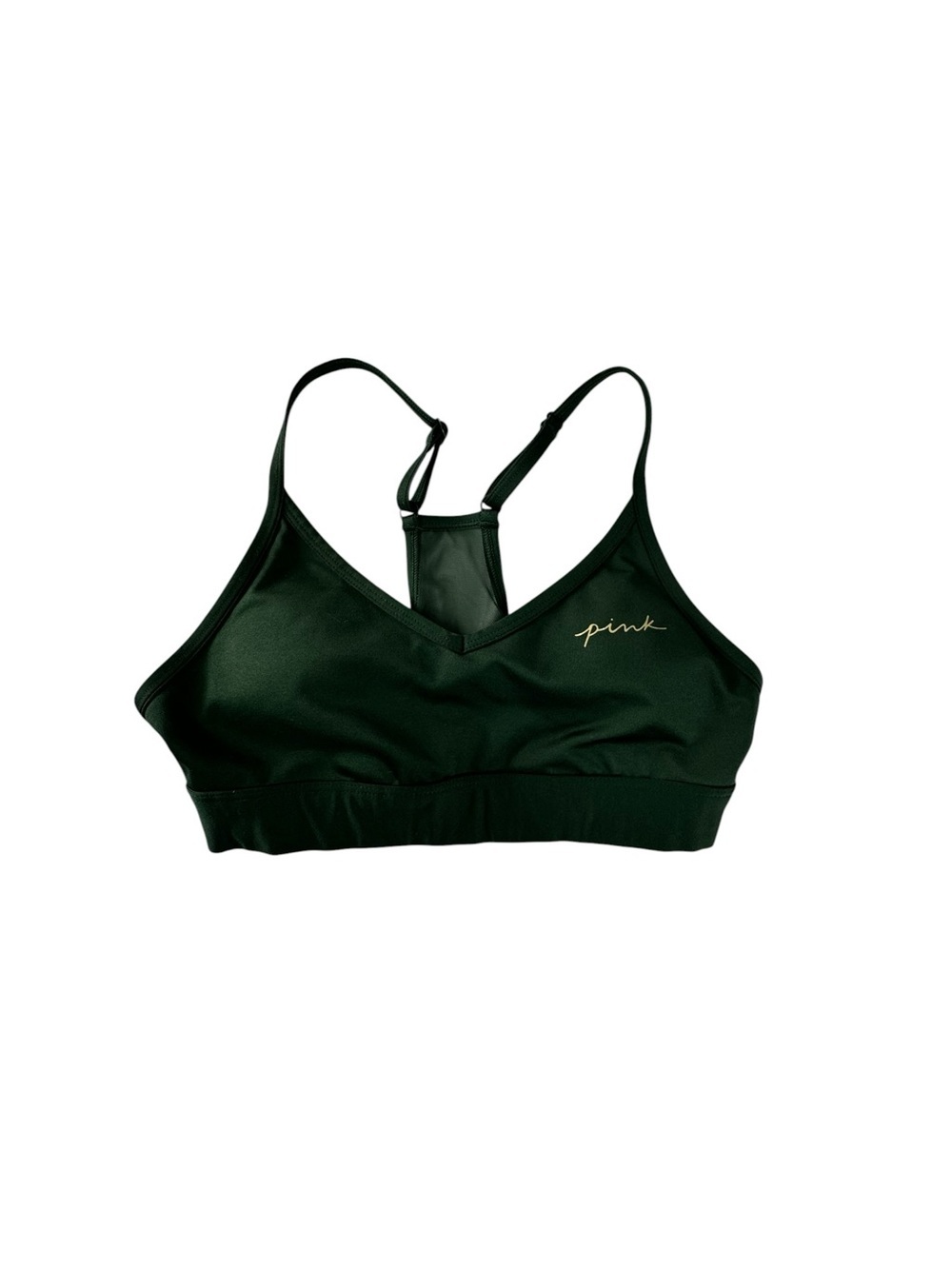 PINK Victoria's Secret Black Racerback Light-Support Sports Bra with Script Logo